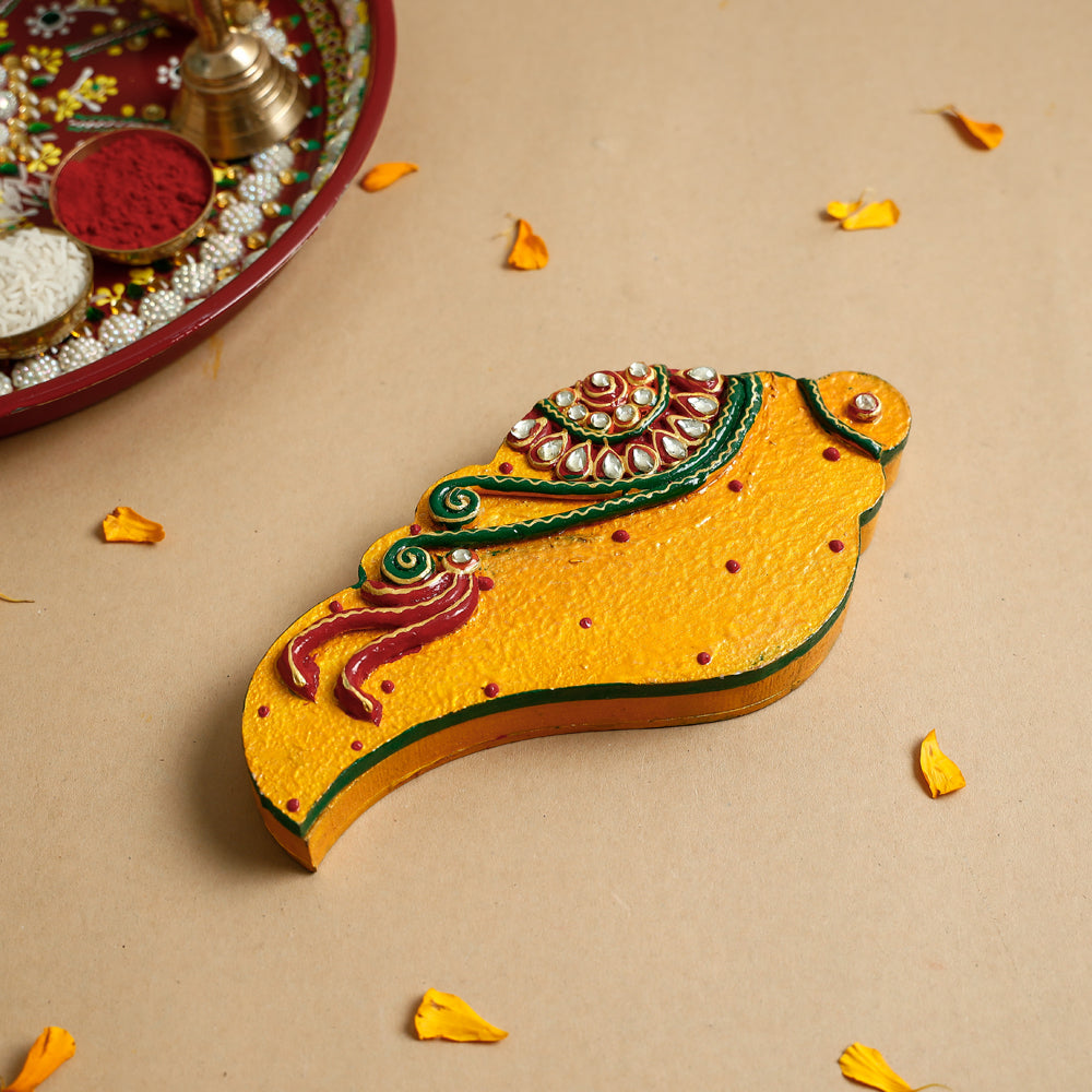 Diwali Decor Handpainted Wooden Roli Chawal Dibbi