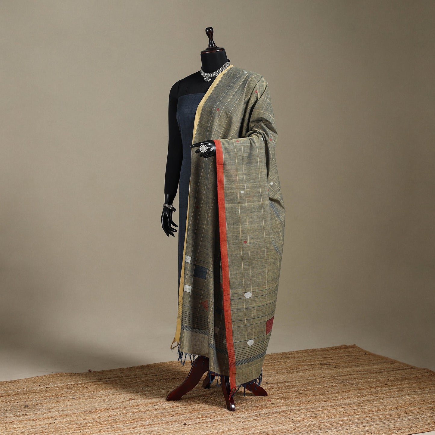 Peach - handspun handloom buti natural dyed cotton