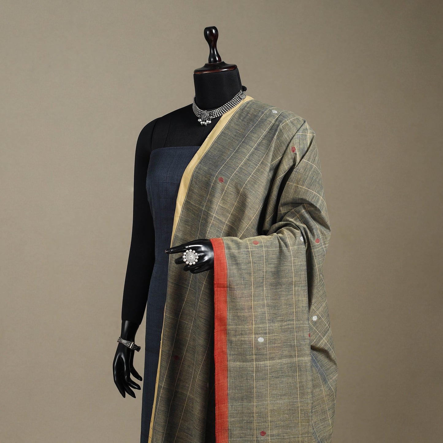 Peach - handspun handloom buti natural dyed cotton