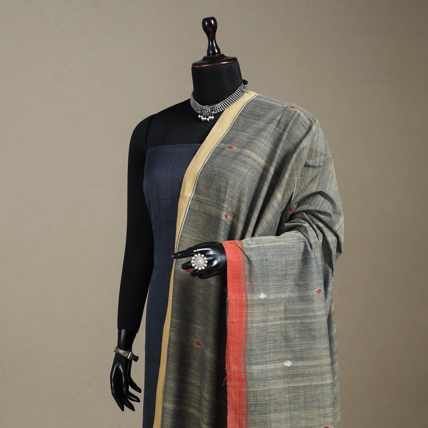 Peach - handspun handloom buti natural dyed cotton