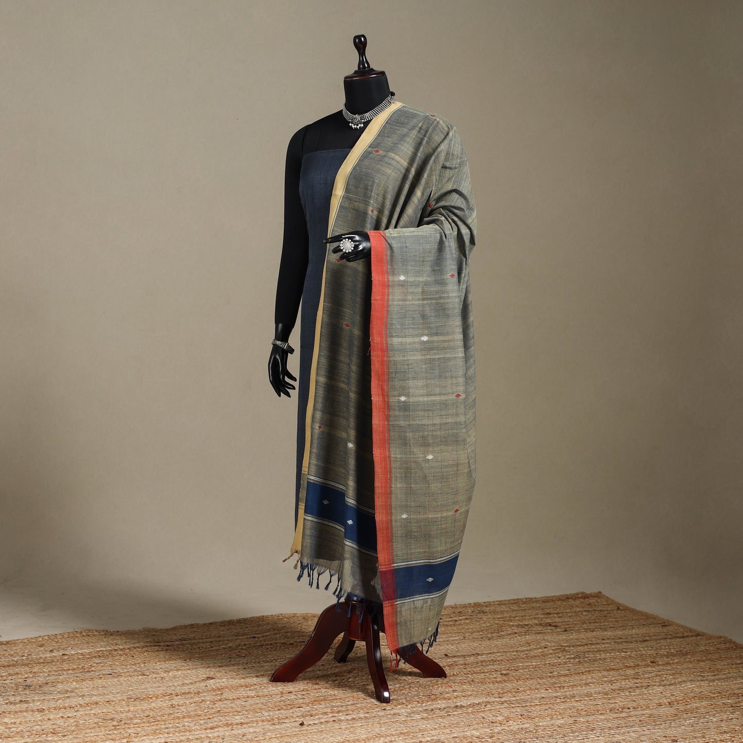 Peach - handspun handloom buti natural dyed cotton