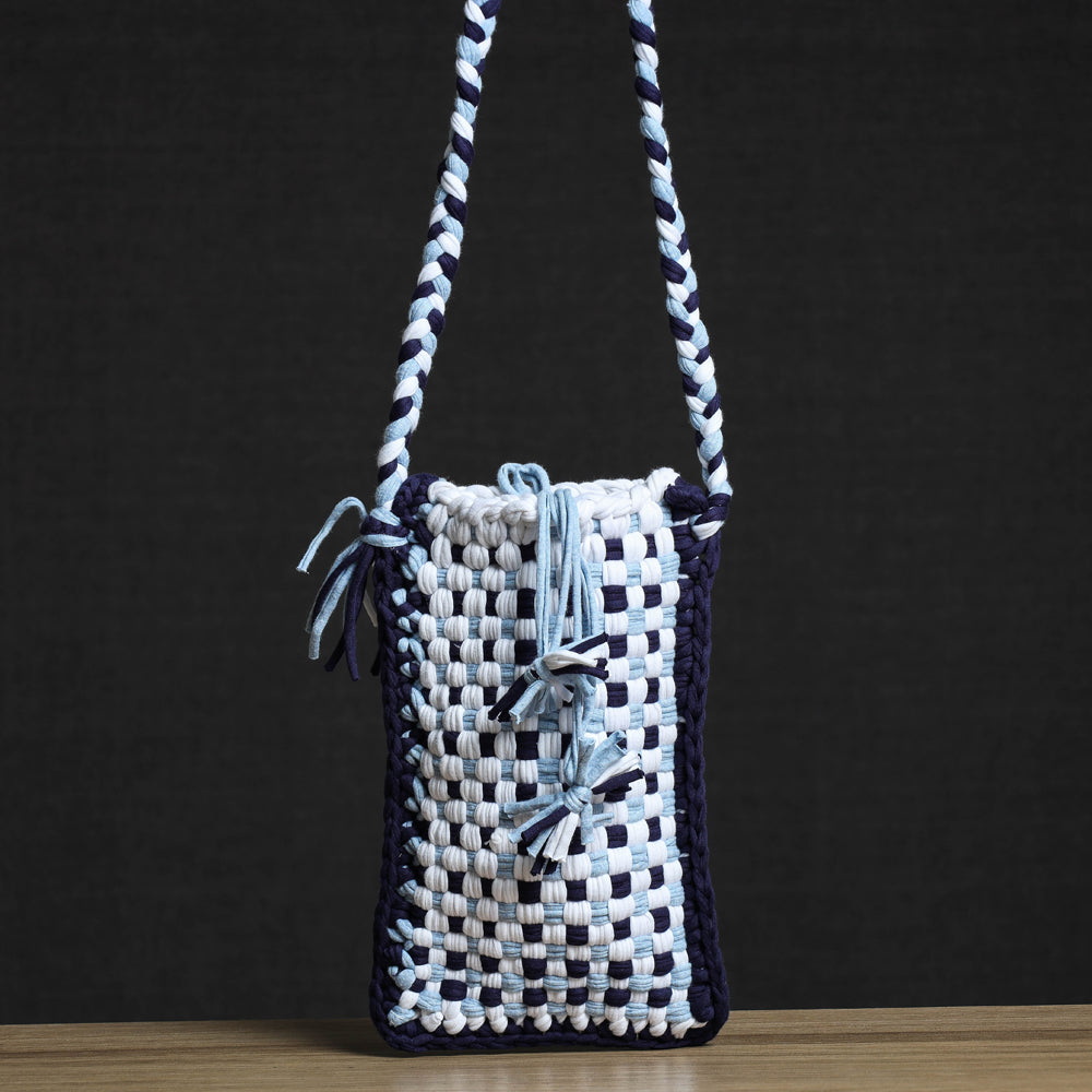 Handwoven Upcycled Cotton Sling Tablet Bag