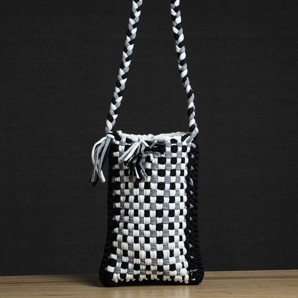 Handwoven Upcycled Cotton Sling Tablet Bag