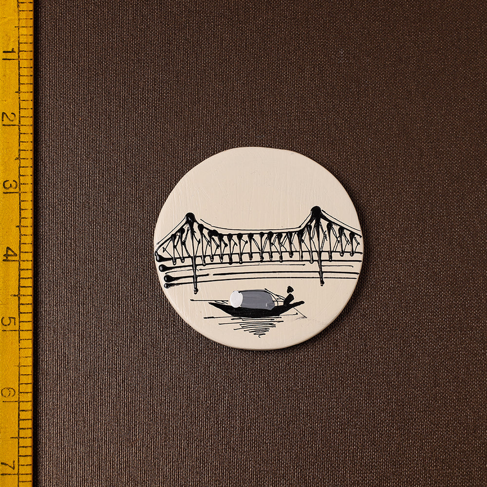 Howrah Bridge - Handpainted Terracotta Fridge Magnet