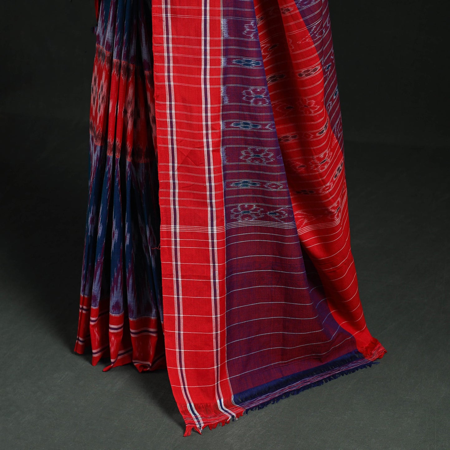 Ikat handloom cotton sambalpuri saree 14 - handcrafted