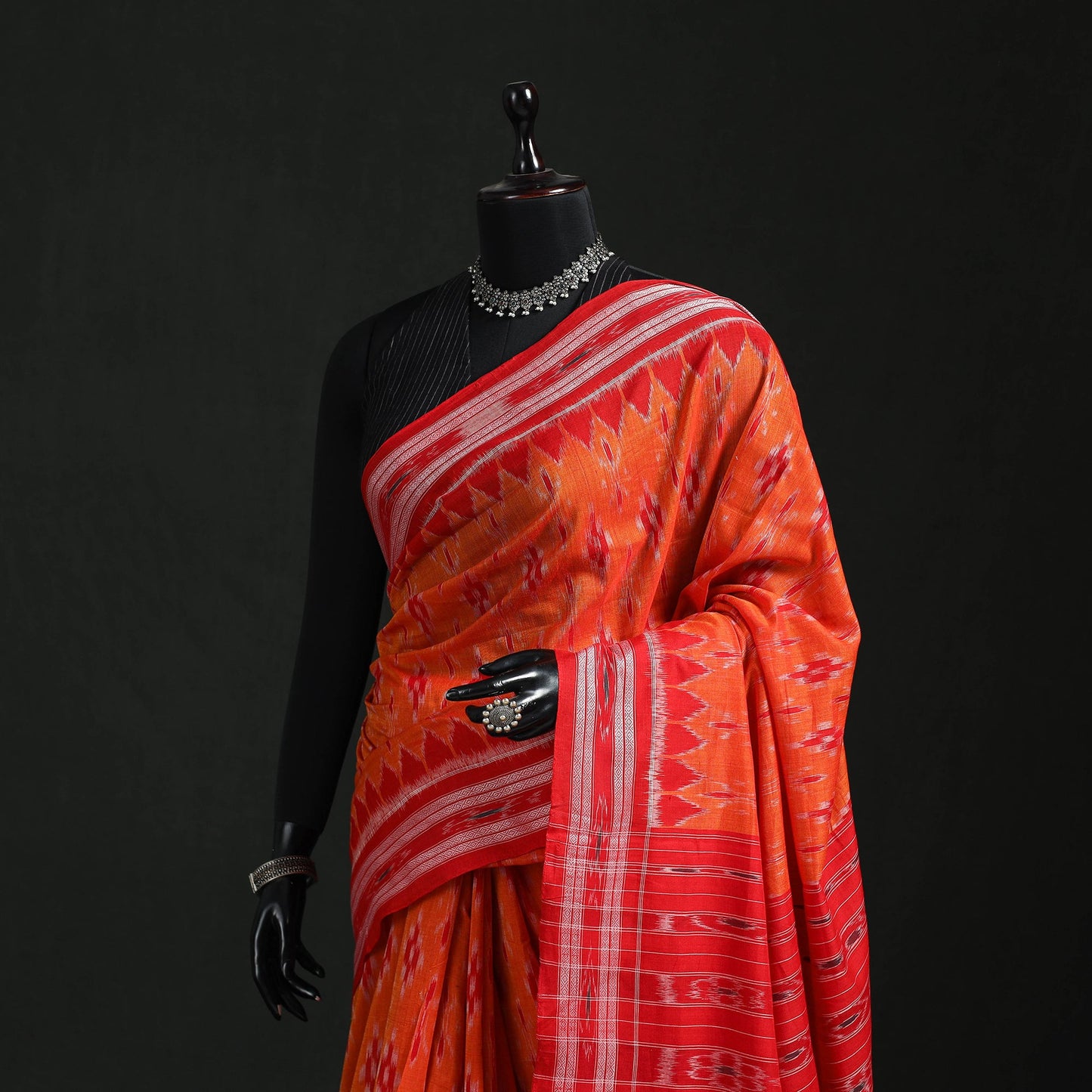Ikat handloom cotton sambalpuri saree 18 - handcrafted