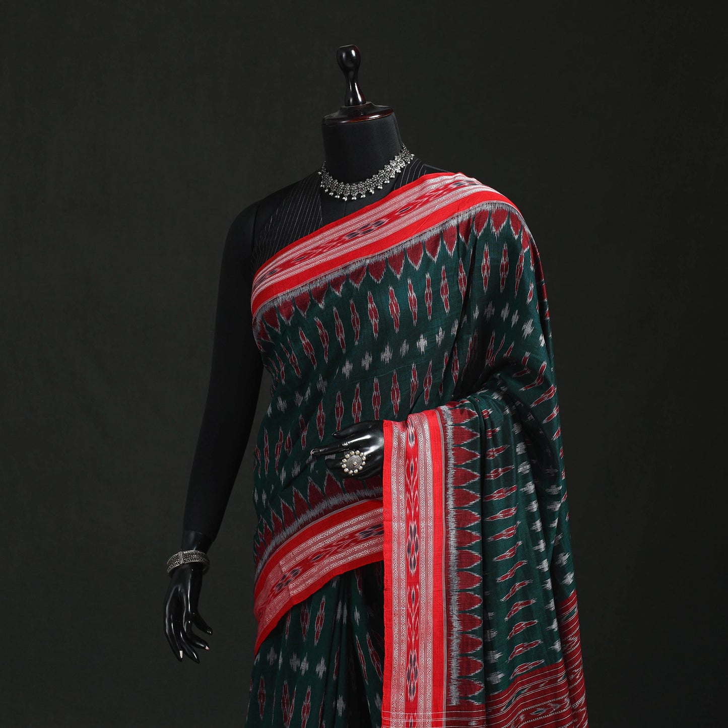 Ikat handloom cotton sambalpuri saree 27 - handcrafted