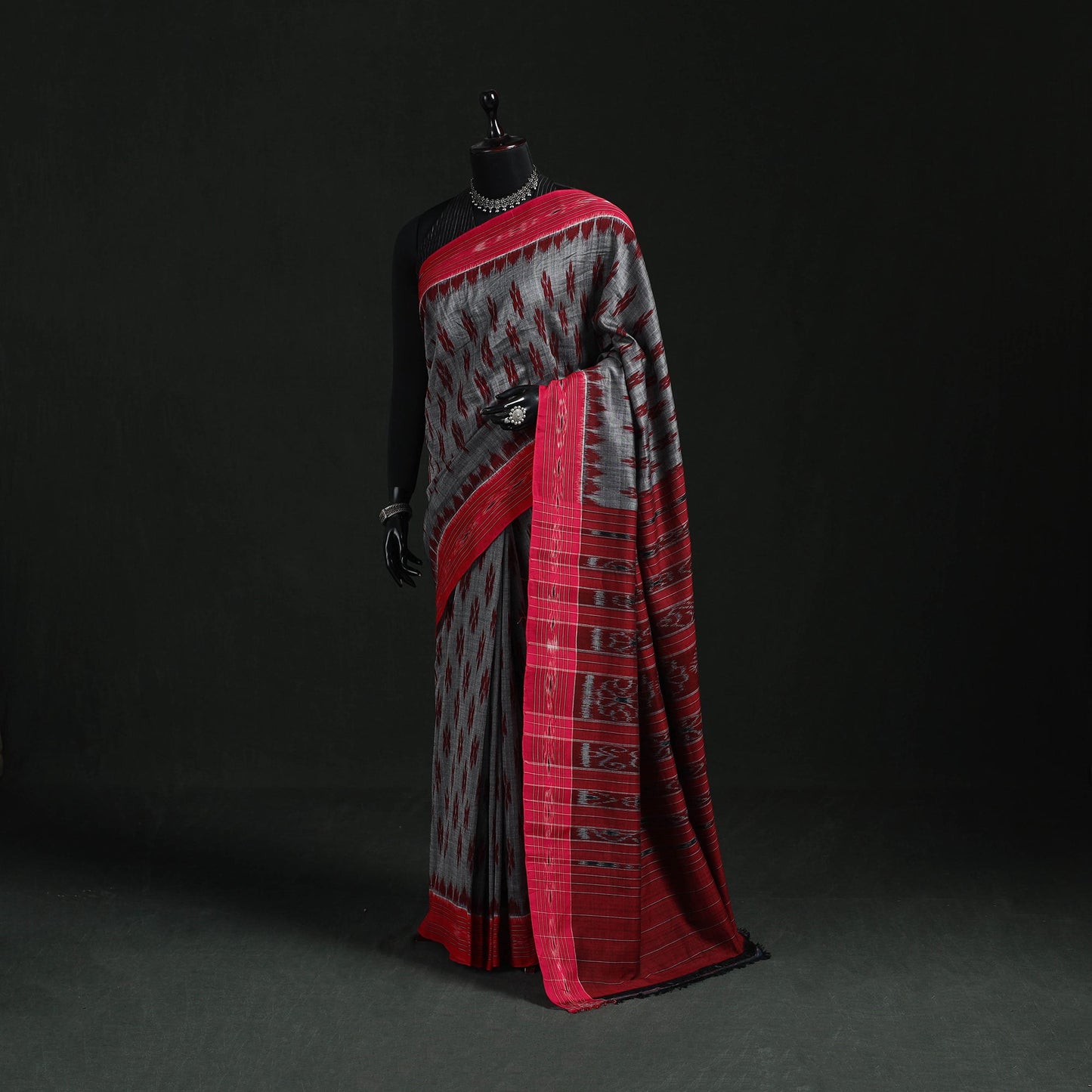 Ikat handloom cotton sambalpuri saree 50 - handcrafted