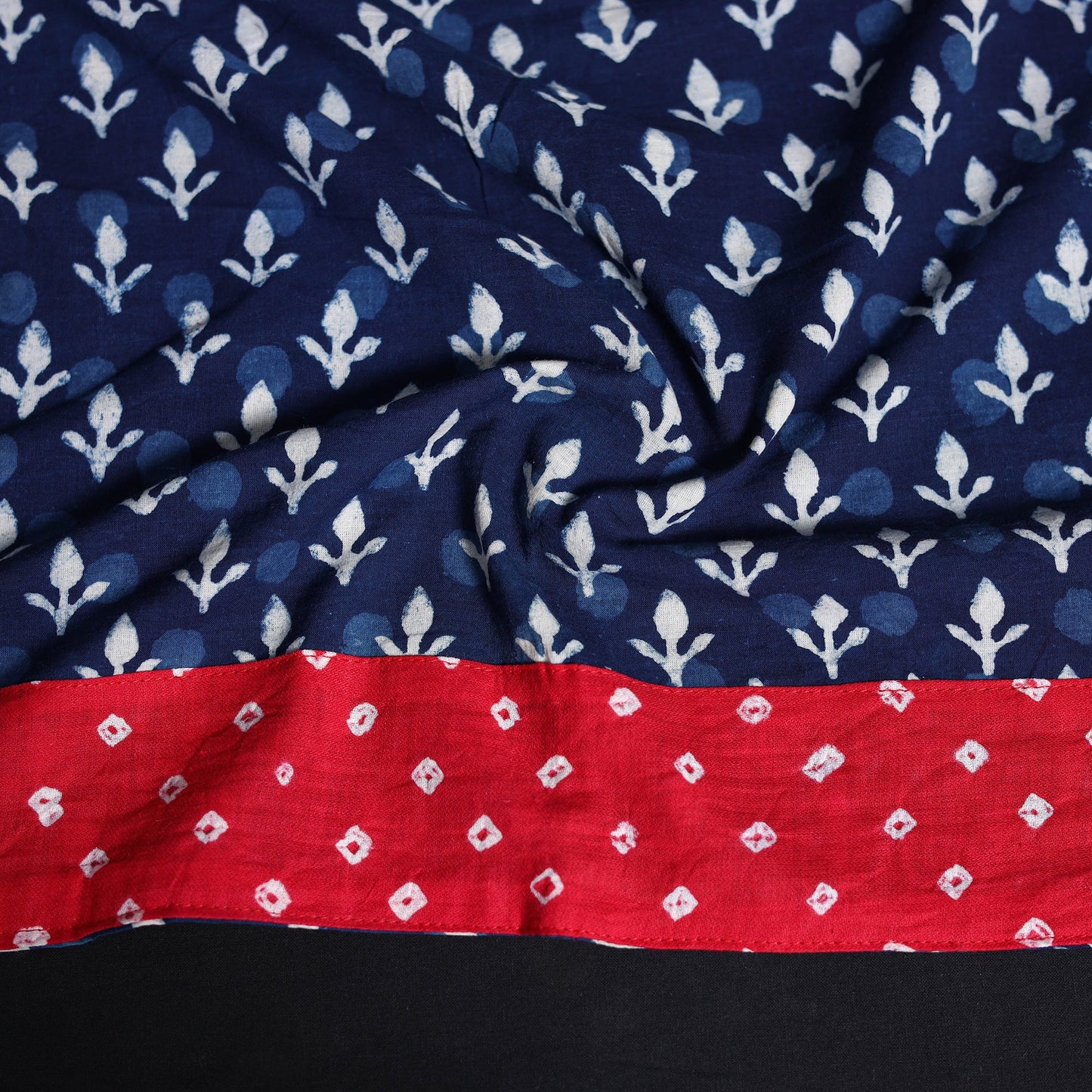 Indigo block print cotton bagru blouse piece 73