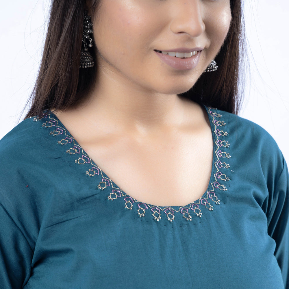 iTokri Casuals - Hand Embroidered Cotton Long Kurta