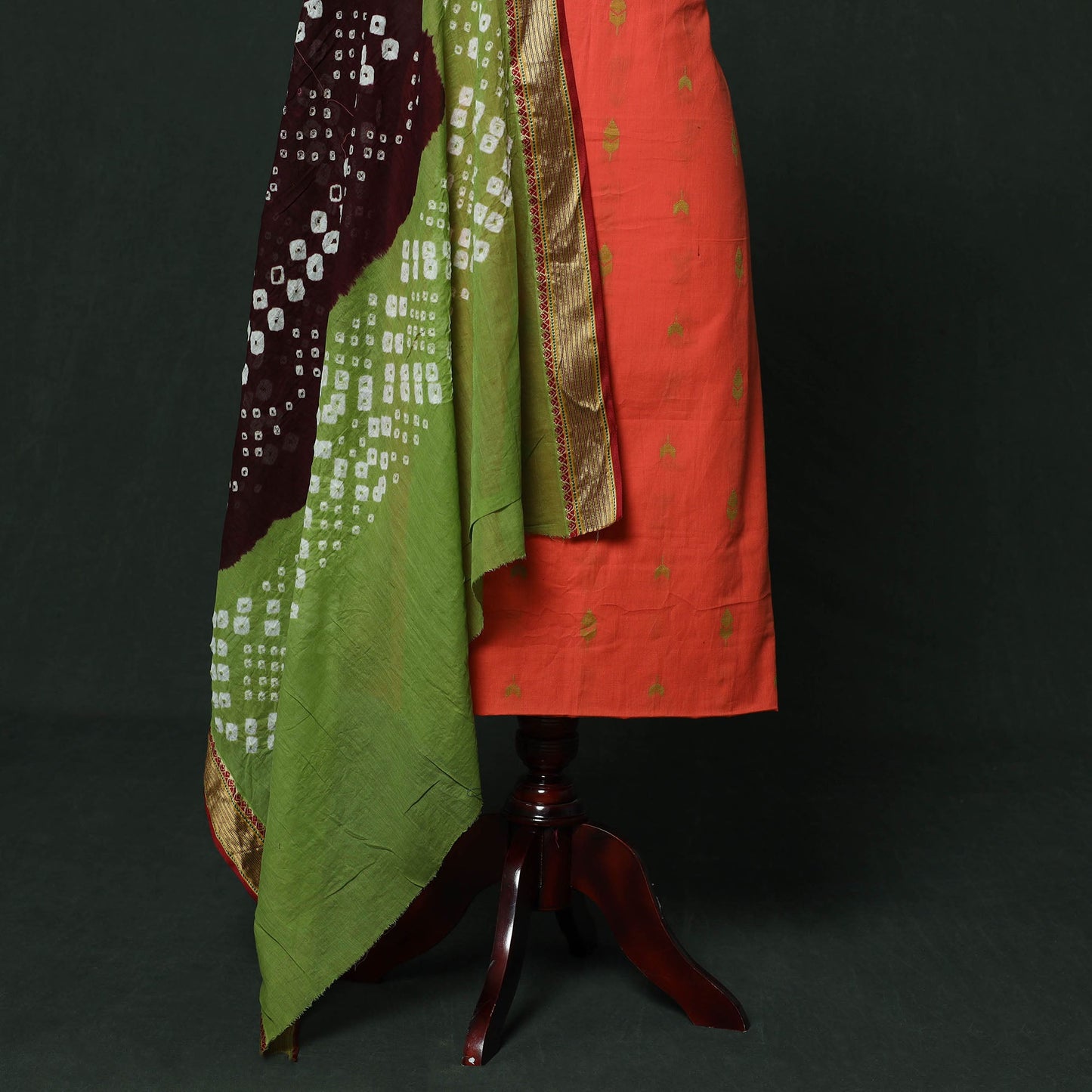 Jacquard cotton 2pc unstitched dress material with earrings