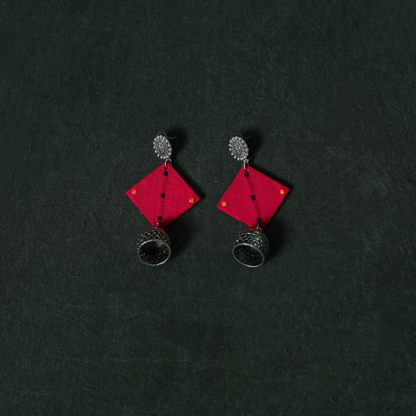 Jacquard cotton 2pc unstitched dress material with earrings