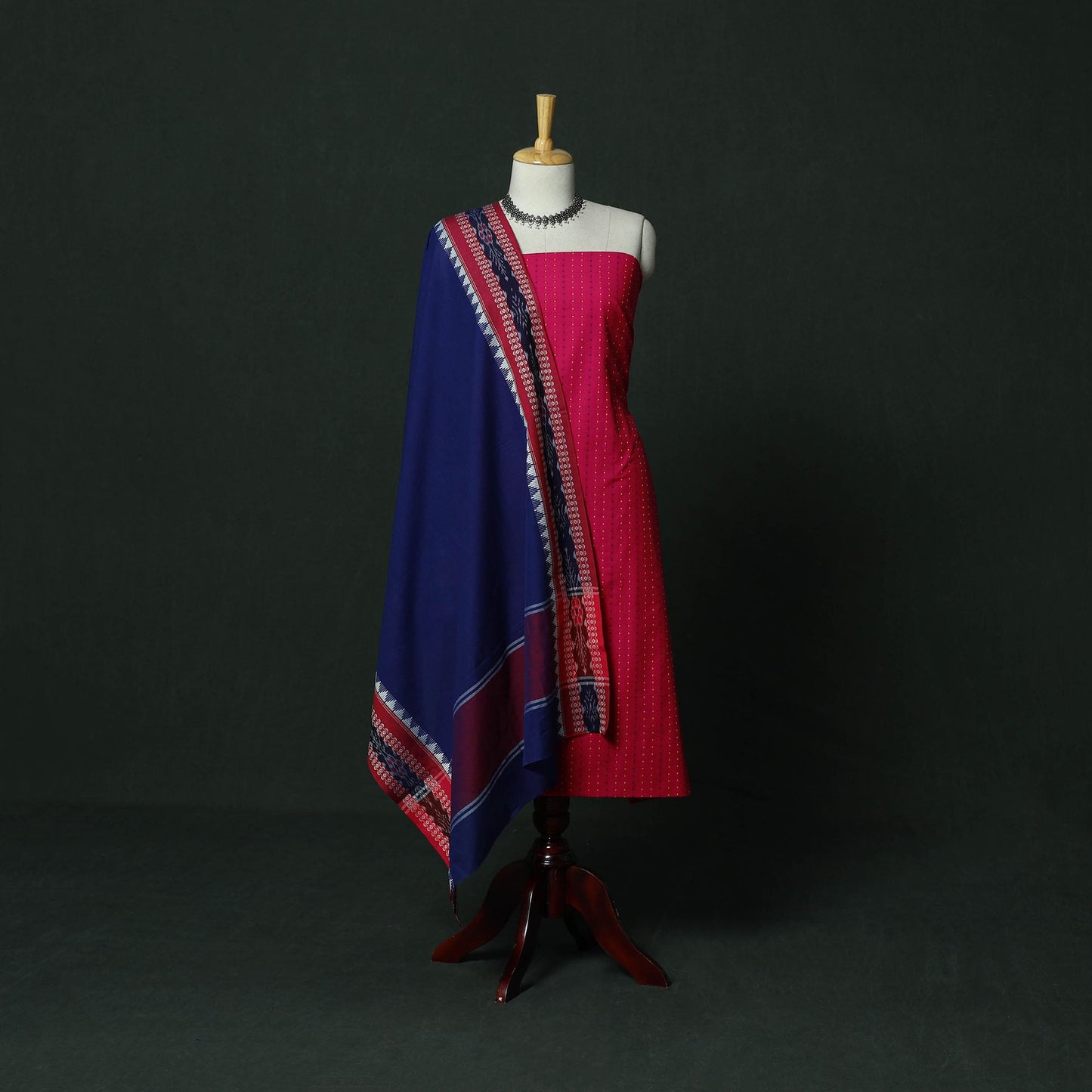 Jacquard cotton 2pc unstitched dress material with earrings