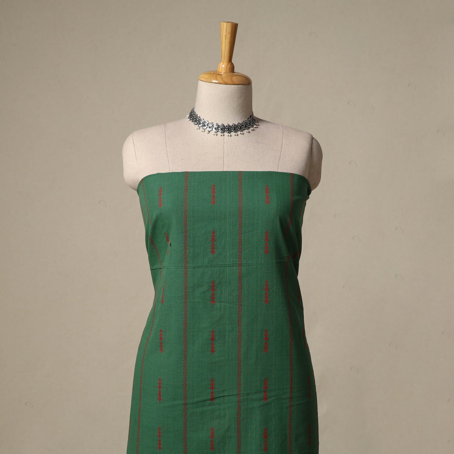 Jacquard cotton 2pc unstitched dress material with earrings