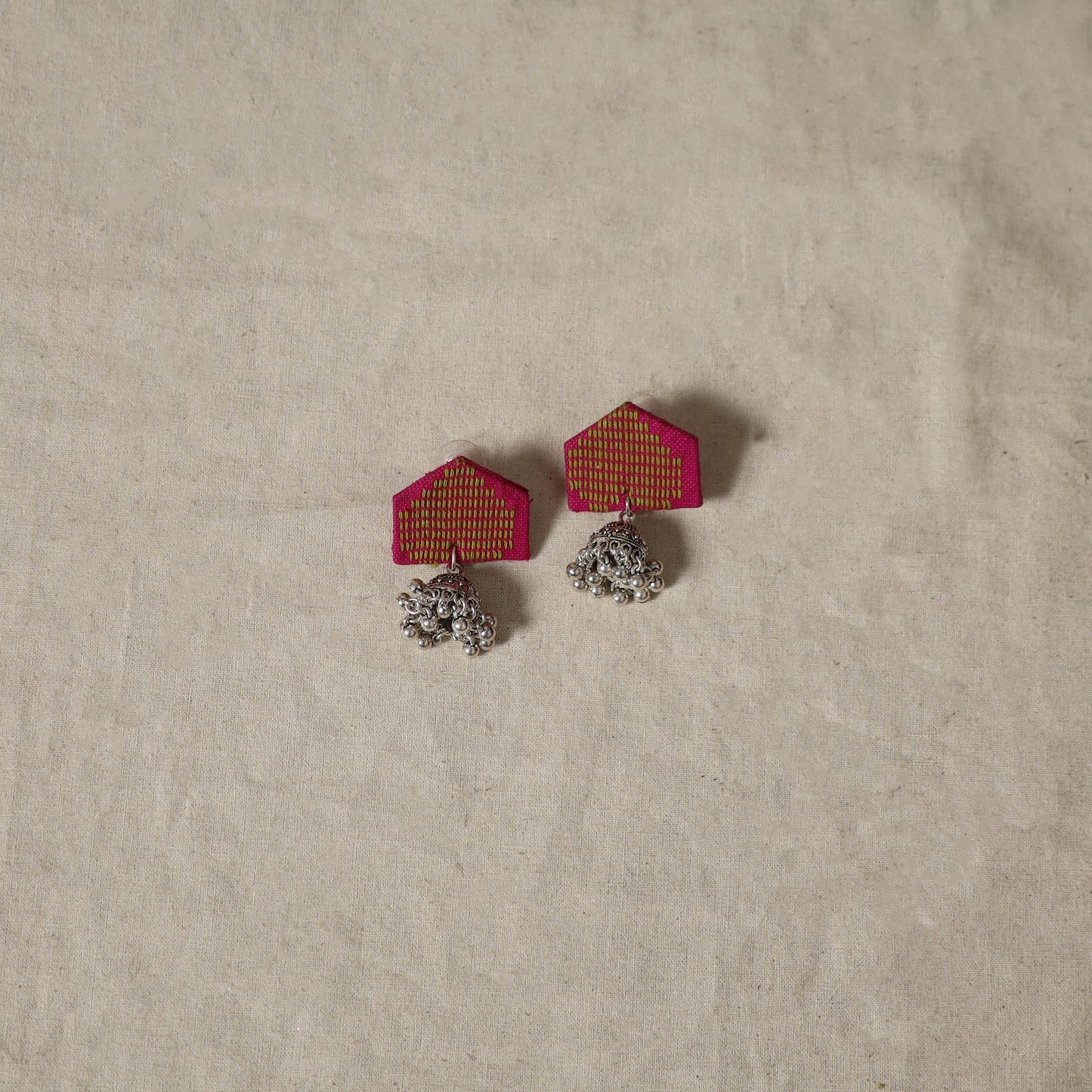 Jacquard cotton 2pc unstitched dress material with earrings