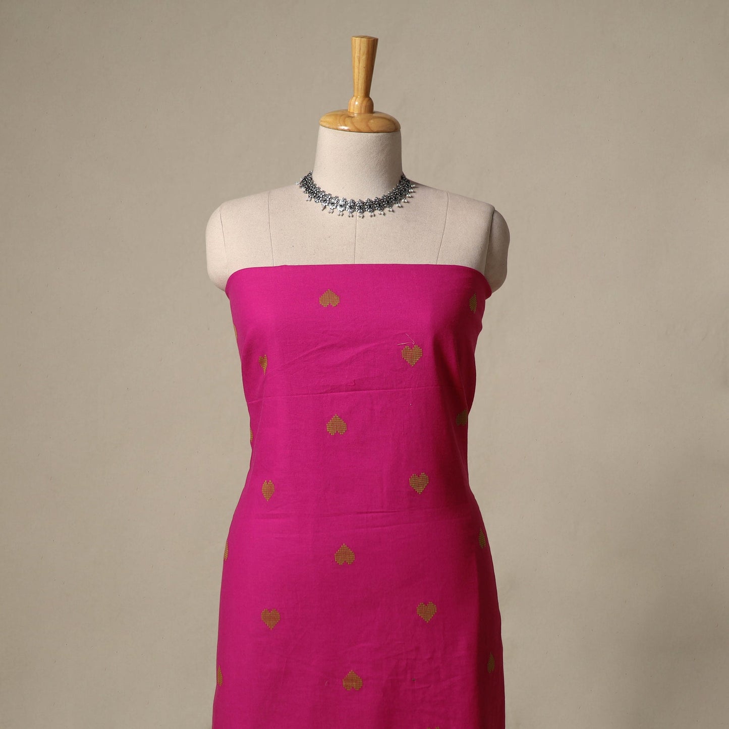 Jacquard cotton 2pc unstitched dress material with earrings