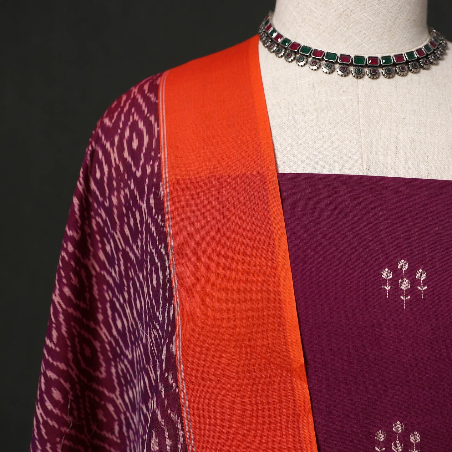 Jacquard cotton 2pc unstitched dress material kurta set