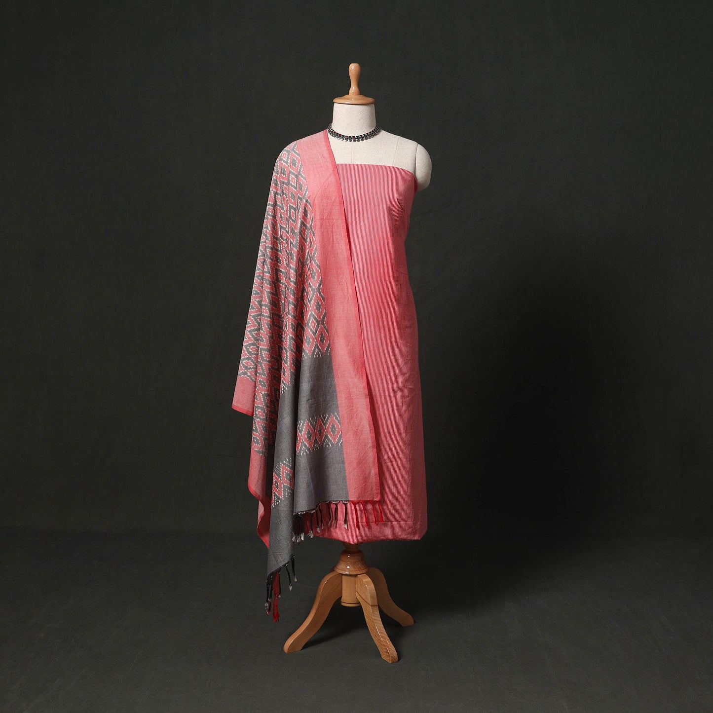 Jacquard cotton 2pc unstitched dress material kurta set