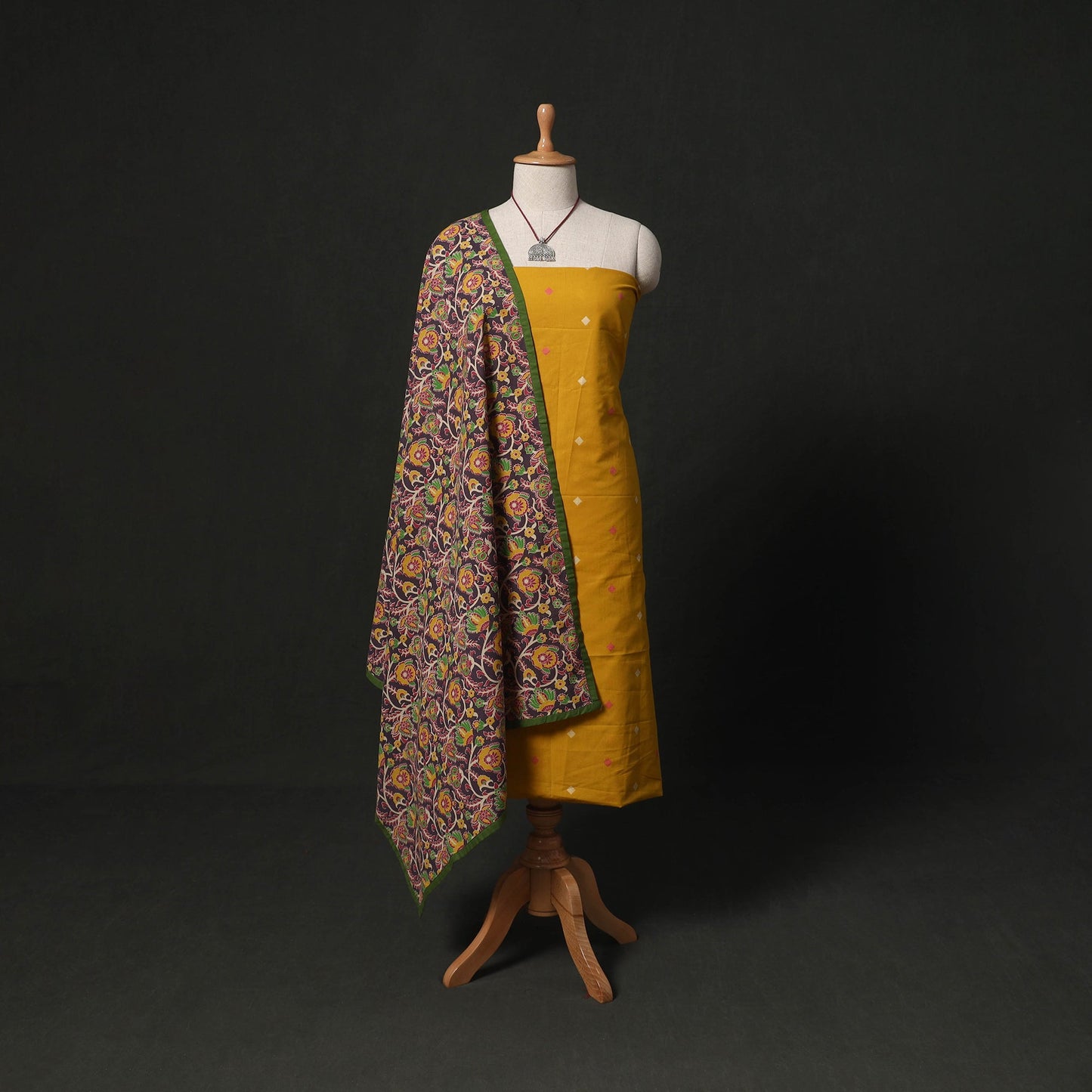 Jacquard cotton 2pc unstitched dress material kurta set