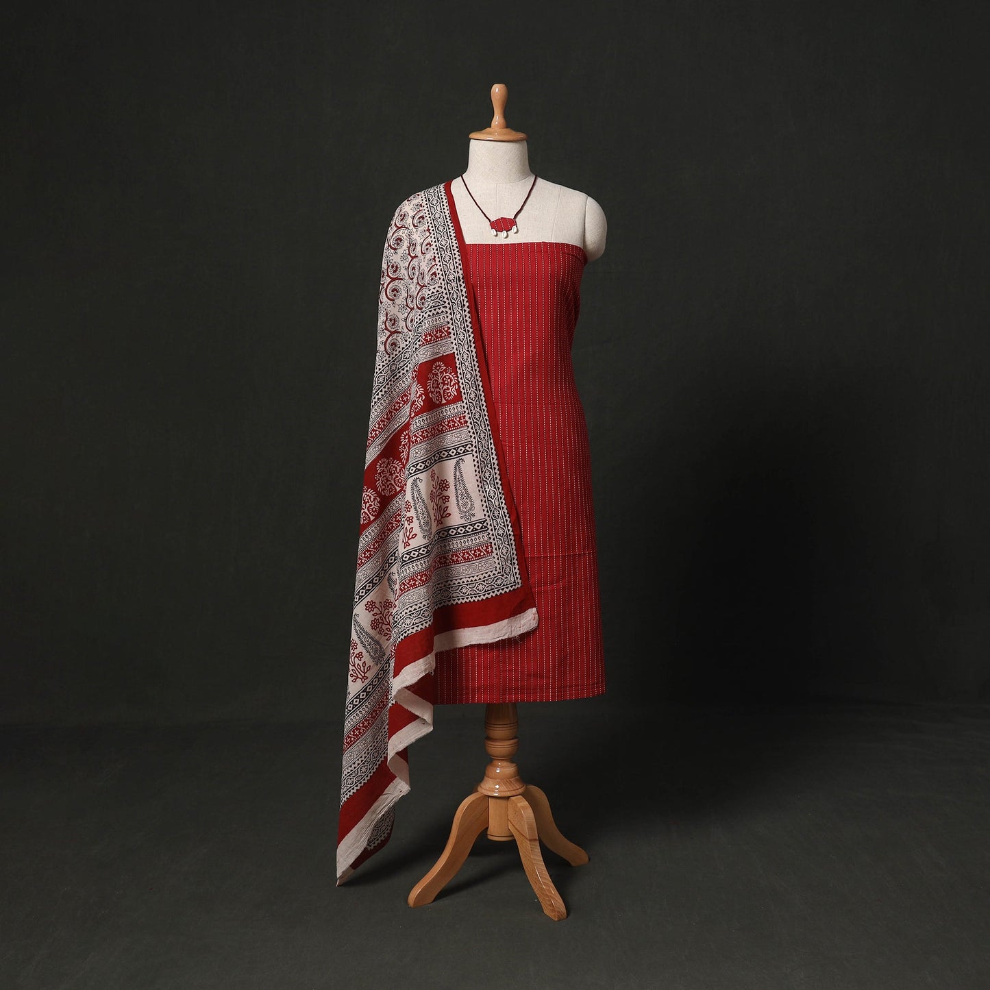 Jacquard cotton 2pc unstitched dress material kurta set