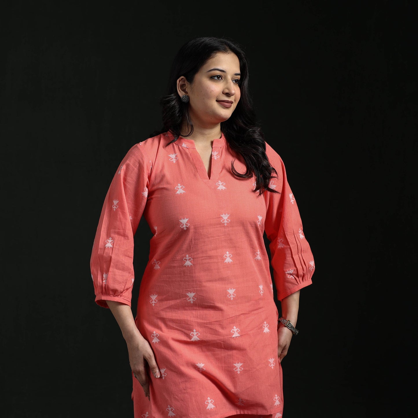 Jacquard cotton co-ord set for women 09 - handcrafted