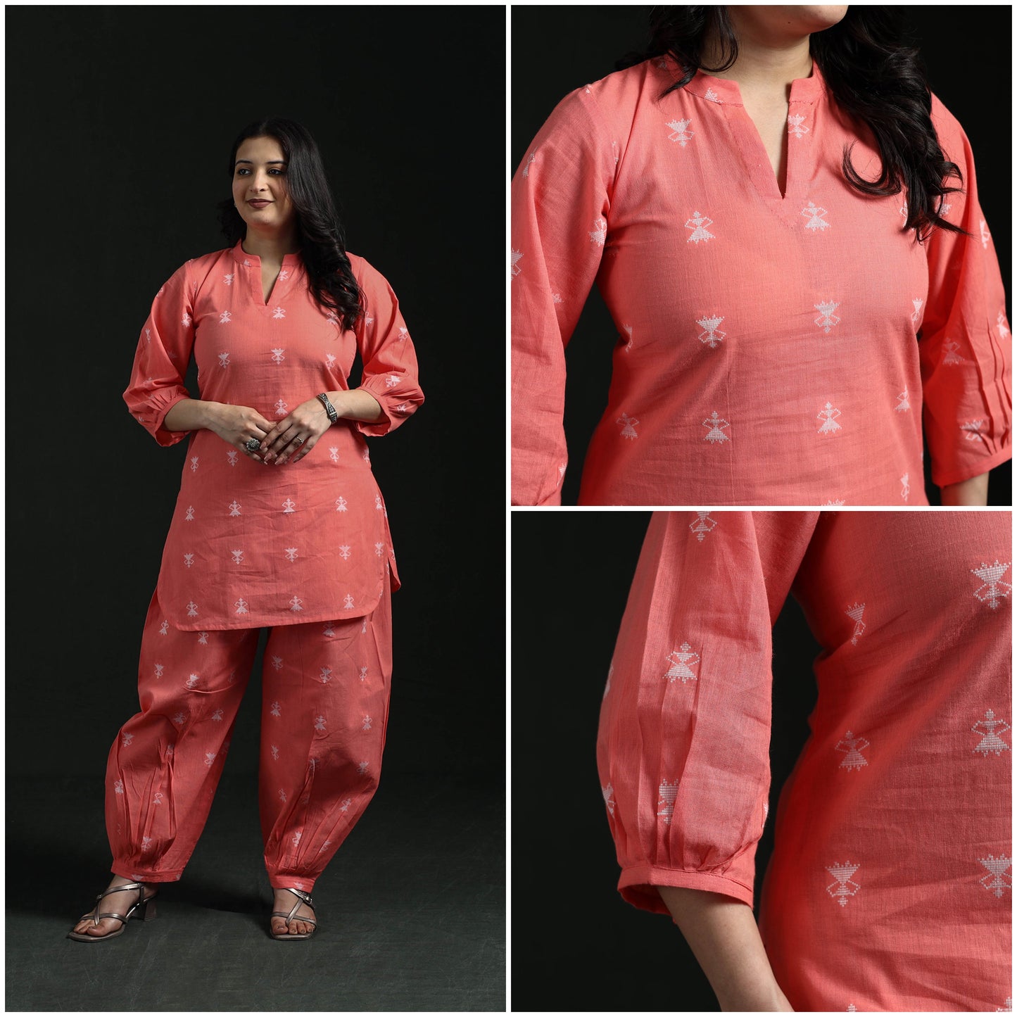 Jacquard cotton co-ord set for women 09 - handcrafted