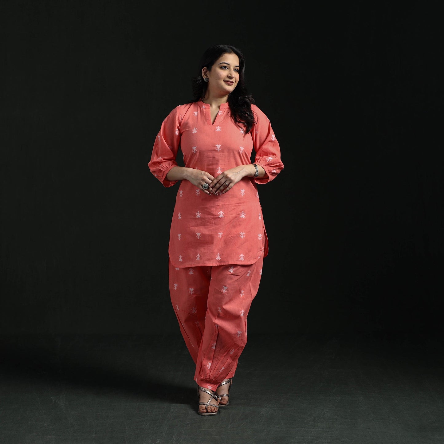 Jacquard cotton co-ord set for women 09 - handcrafted