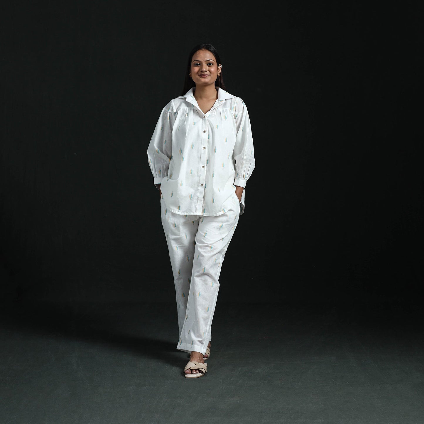 Jacquard cotton co-ord set for women 13 - handcrafted