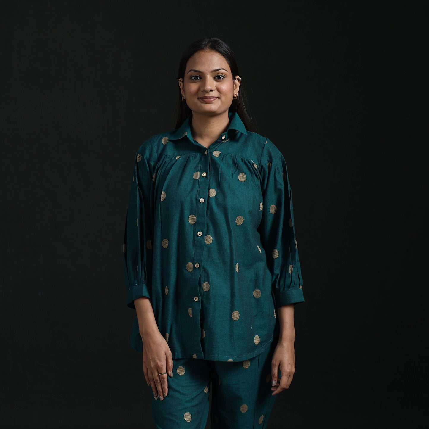 Jacquard cotton co-ord set for women 14 - handcrafted