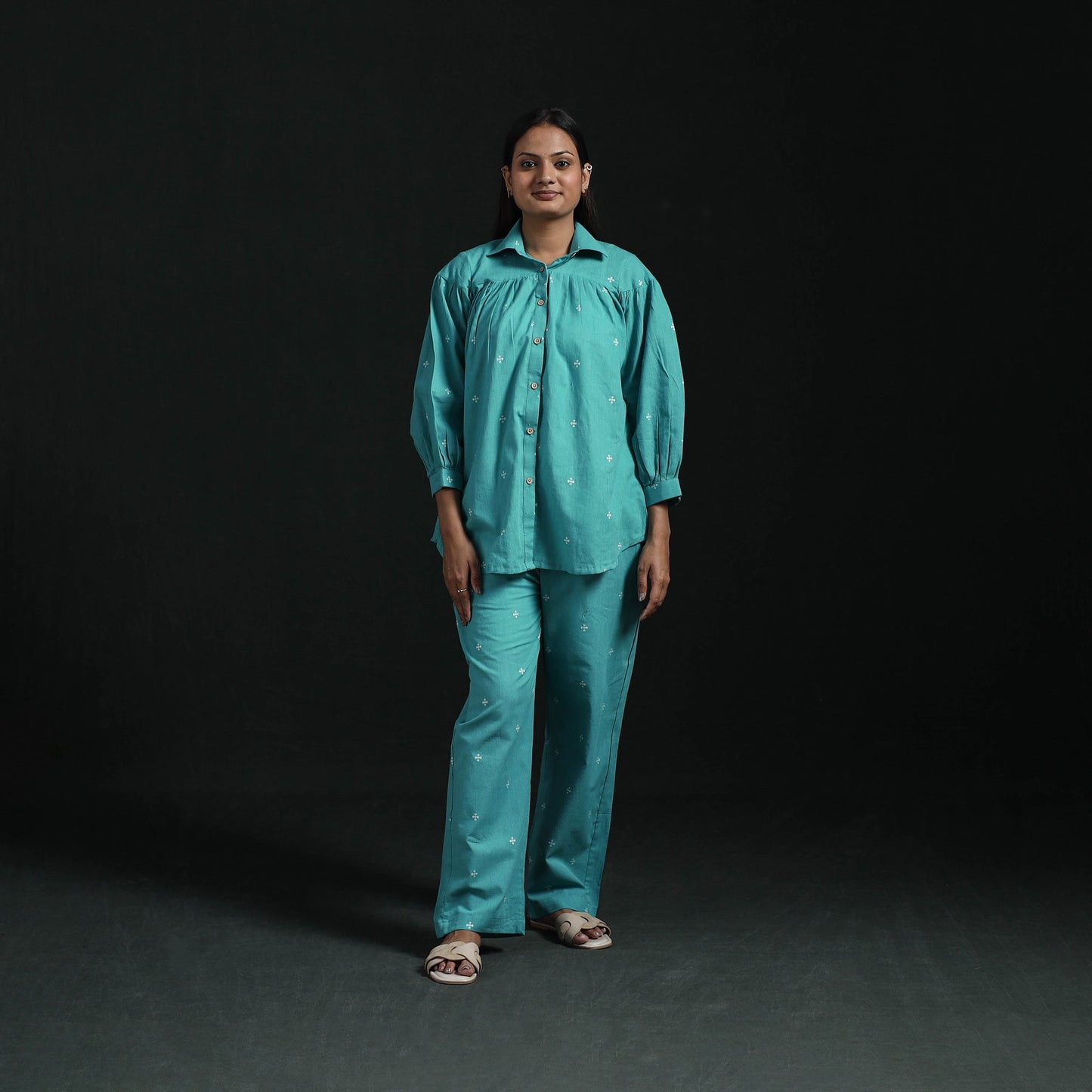 Jacquard cotton co-ord set for women 15 - handcrafted