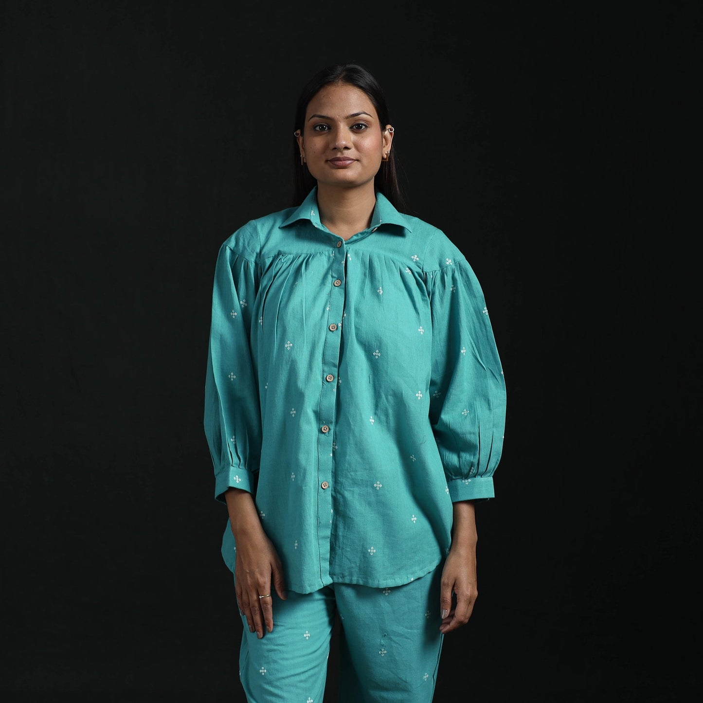 Jacquard cotton co-ord set for women 15 - handcrafted