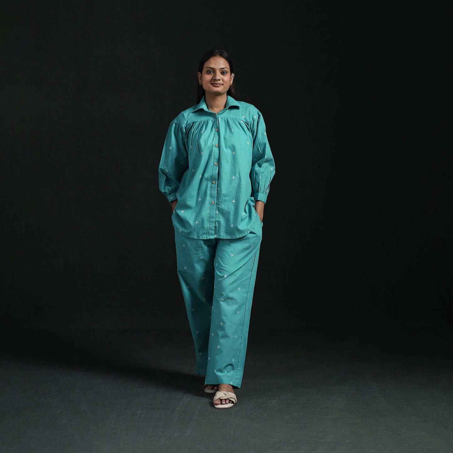 Jacquard cotton co-ord set for women 15 - handcrafted