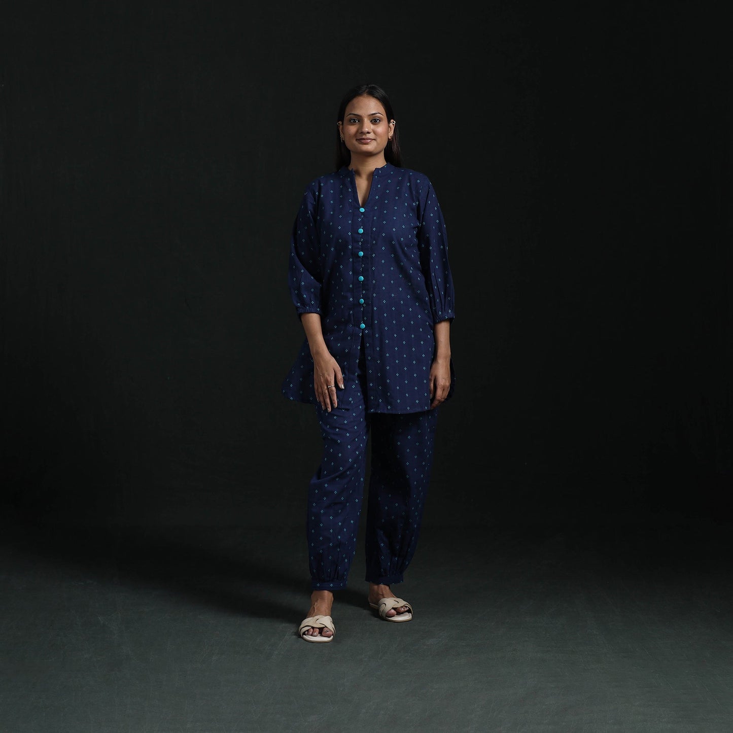 Jacquard cotton co-ord set for women 16 - handcrafted