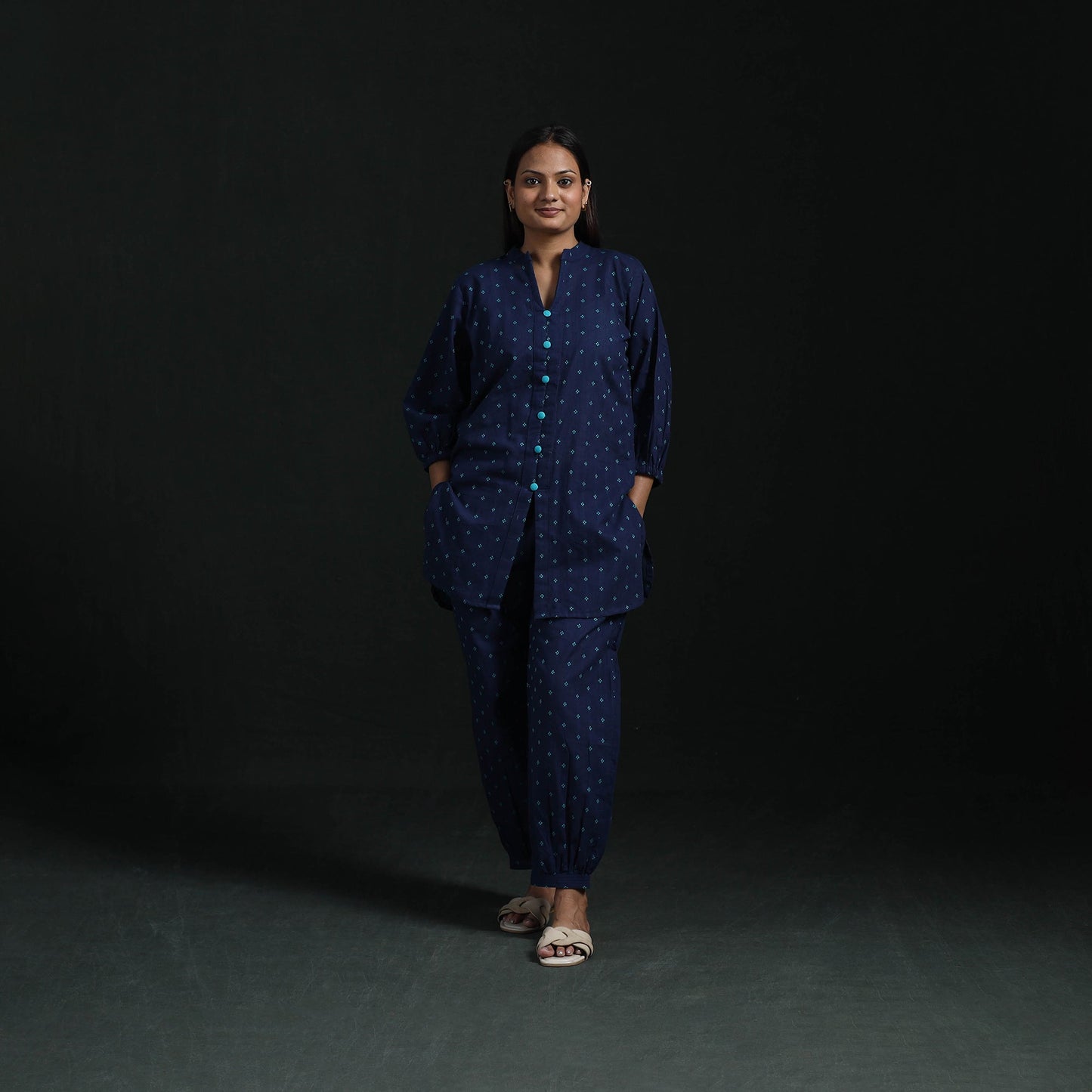 Jacquard cotton co-ord set for women 16 - handcrafted
