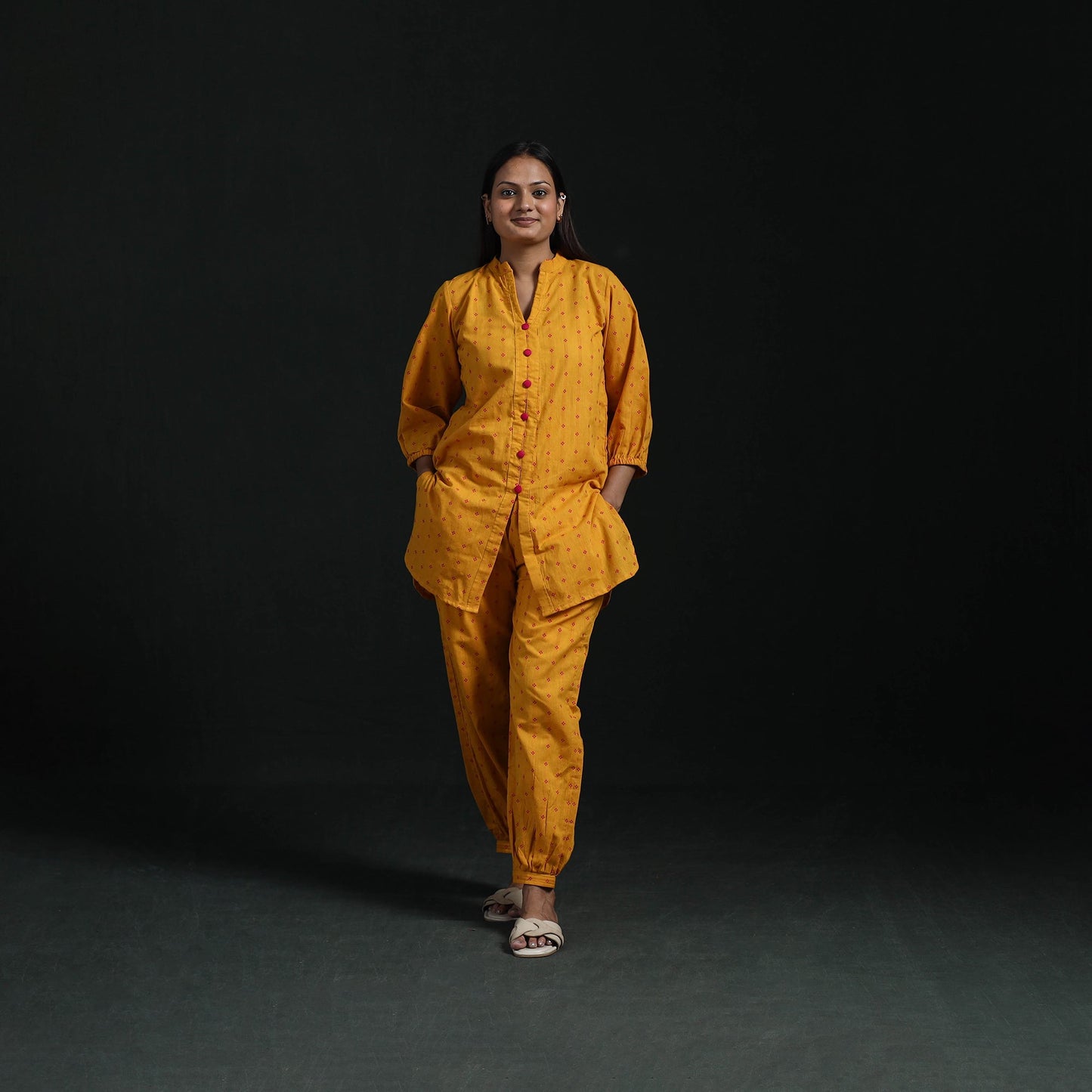 Jacquard cotton co-ord set for women 17 - handcrafted