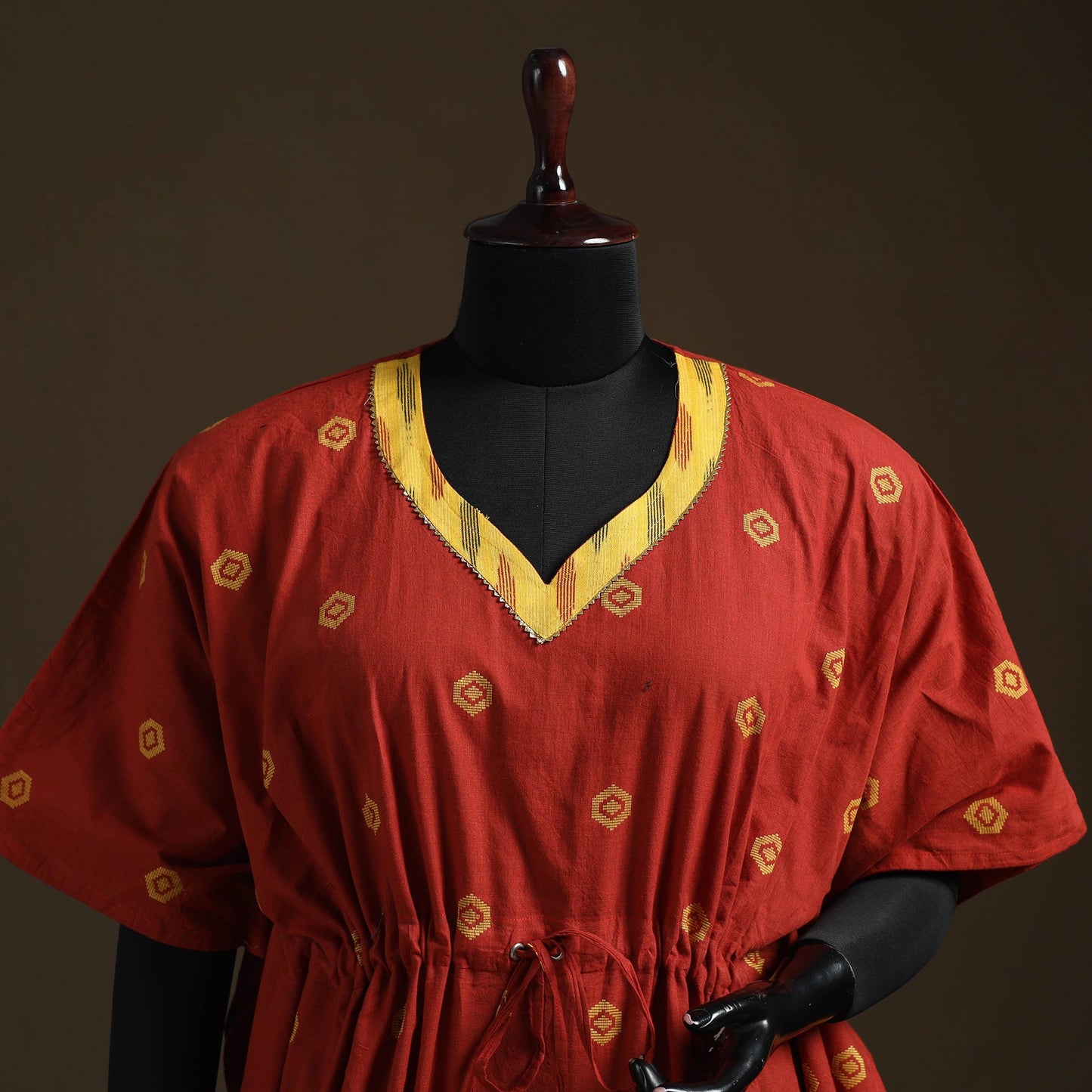 Jacquard weave gota work cotton kaftan (short) 03