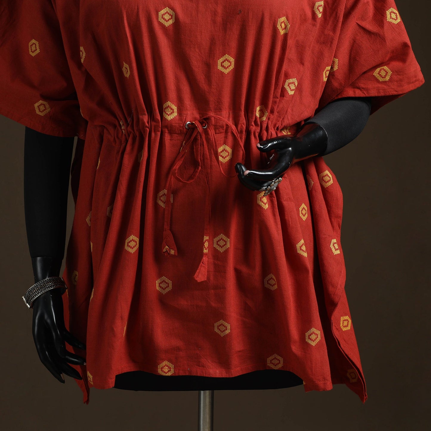 Jacquard weave gota work cotton kaftan (short) 03