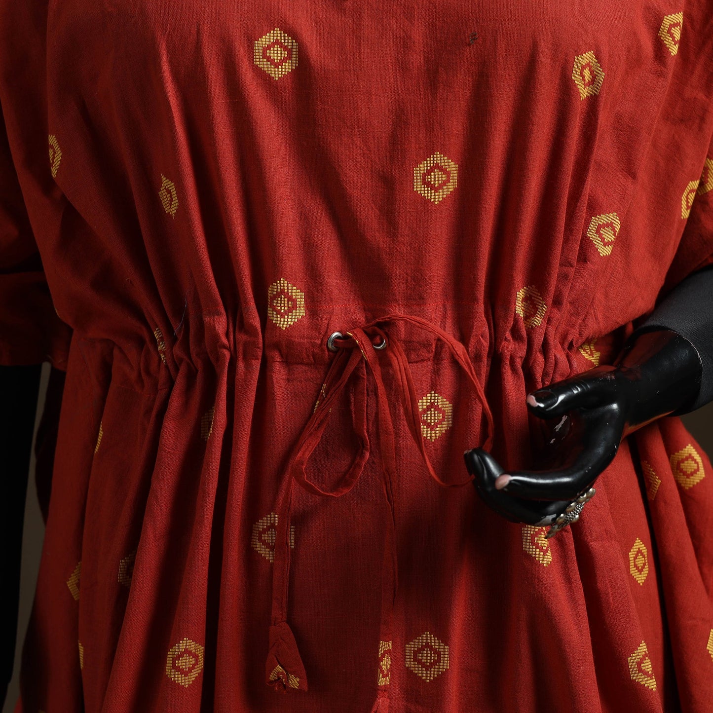 Jacquard weave gota work cotton kaftan (short) 03