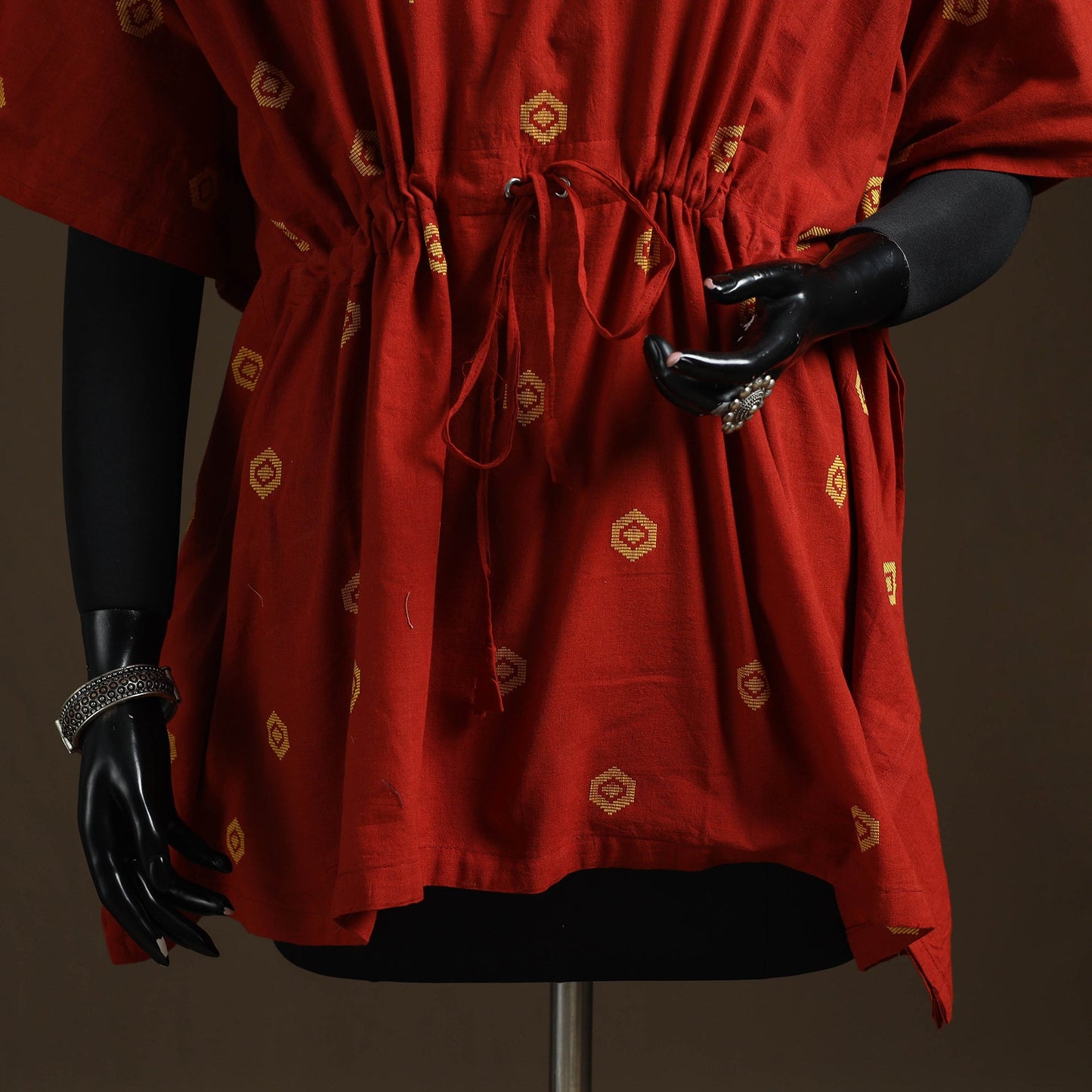 Jacquard weave gota work cotton kaftan (short) 05