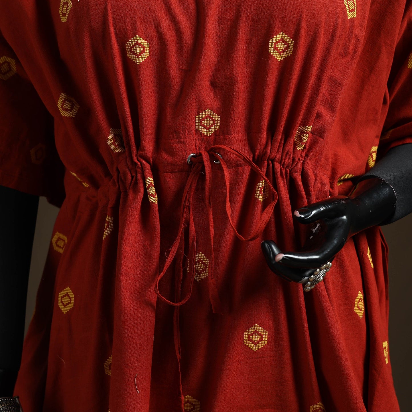 Jacquard weave gota work cotton kaftan (short) 05