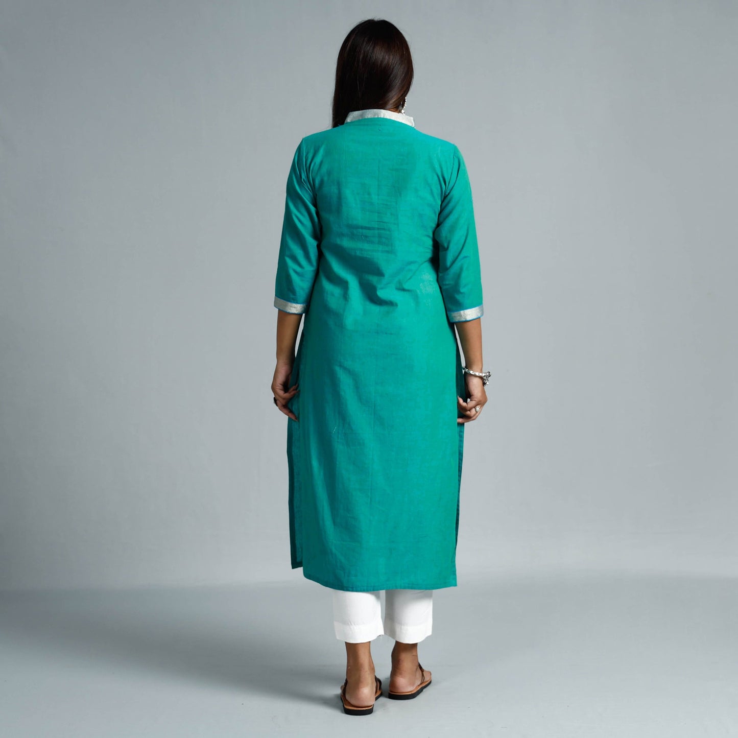 Jade green - dharwad cotton long straight kurta