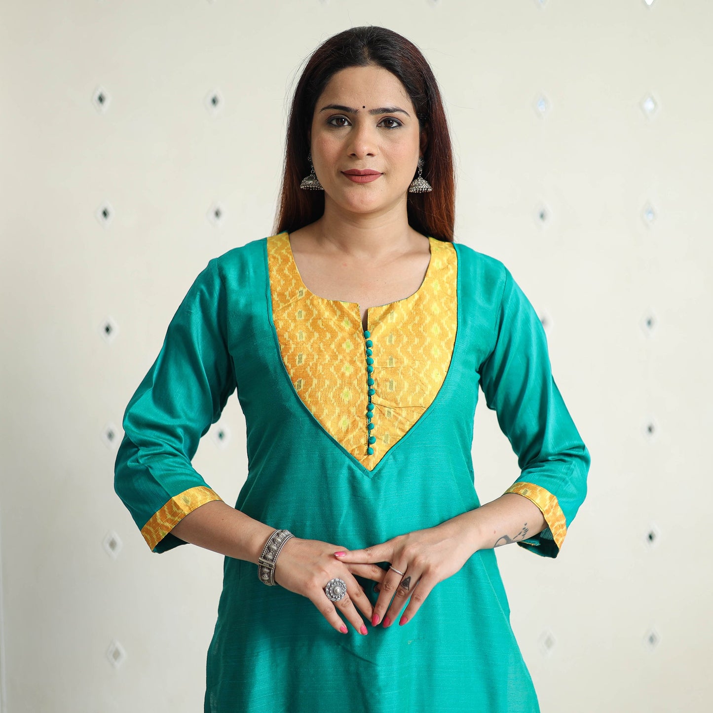 Buy Plain Solid Slub Silk Straight Kurta for Women