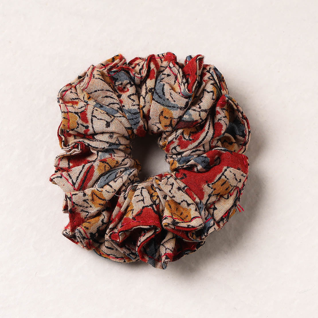 Kalamkari Block Printed Cotton Elastic Rubber Band/Scrunchie