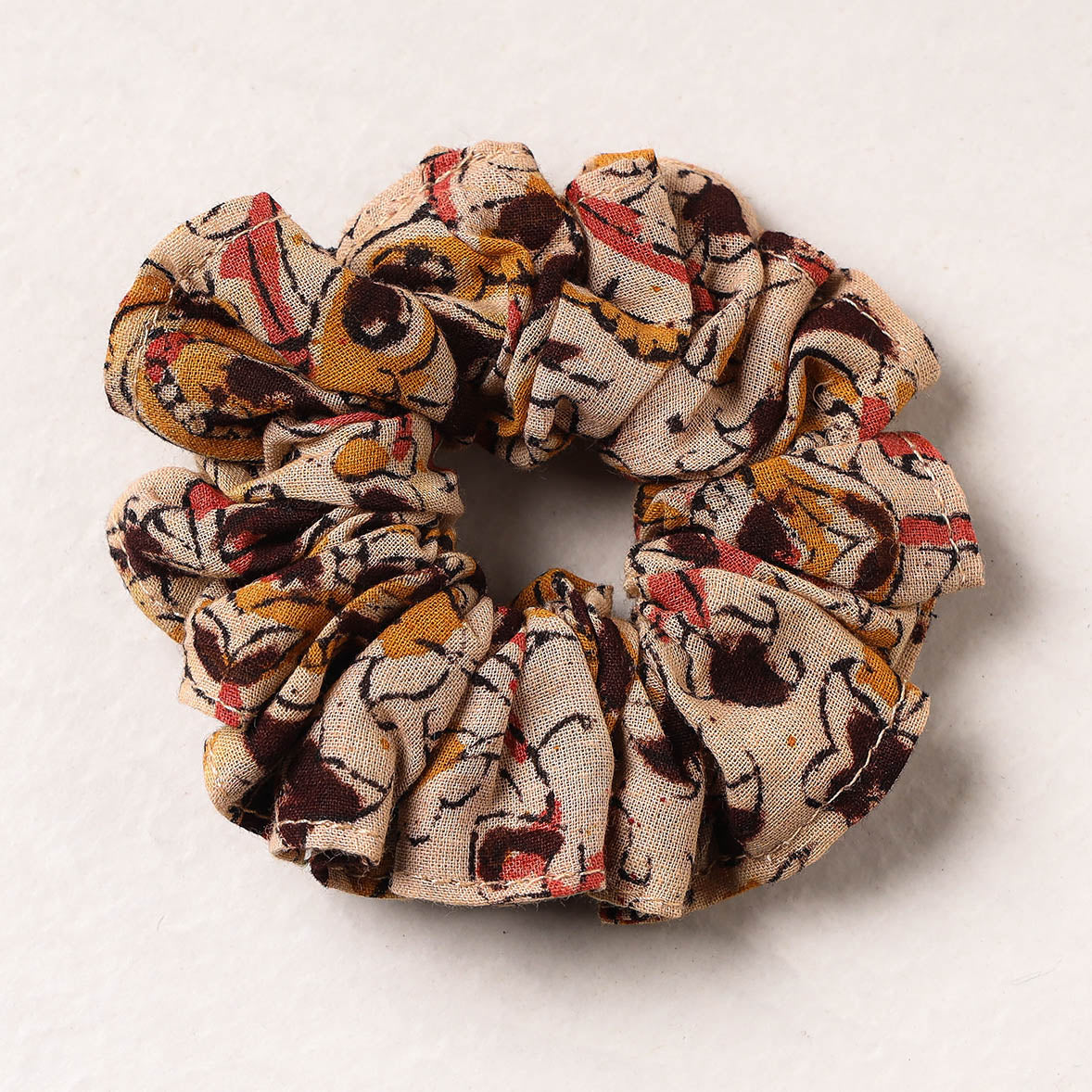 Kalamkari Block Printed Cotton Elastic Rubber Band/Scrunchie