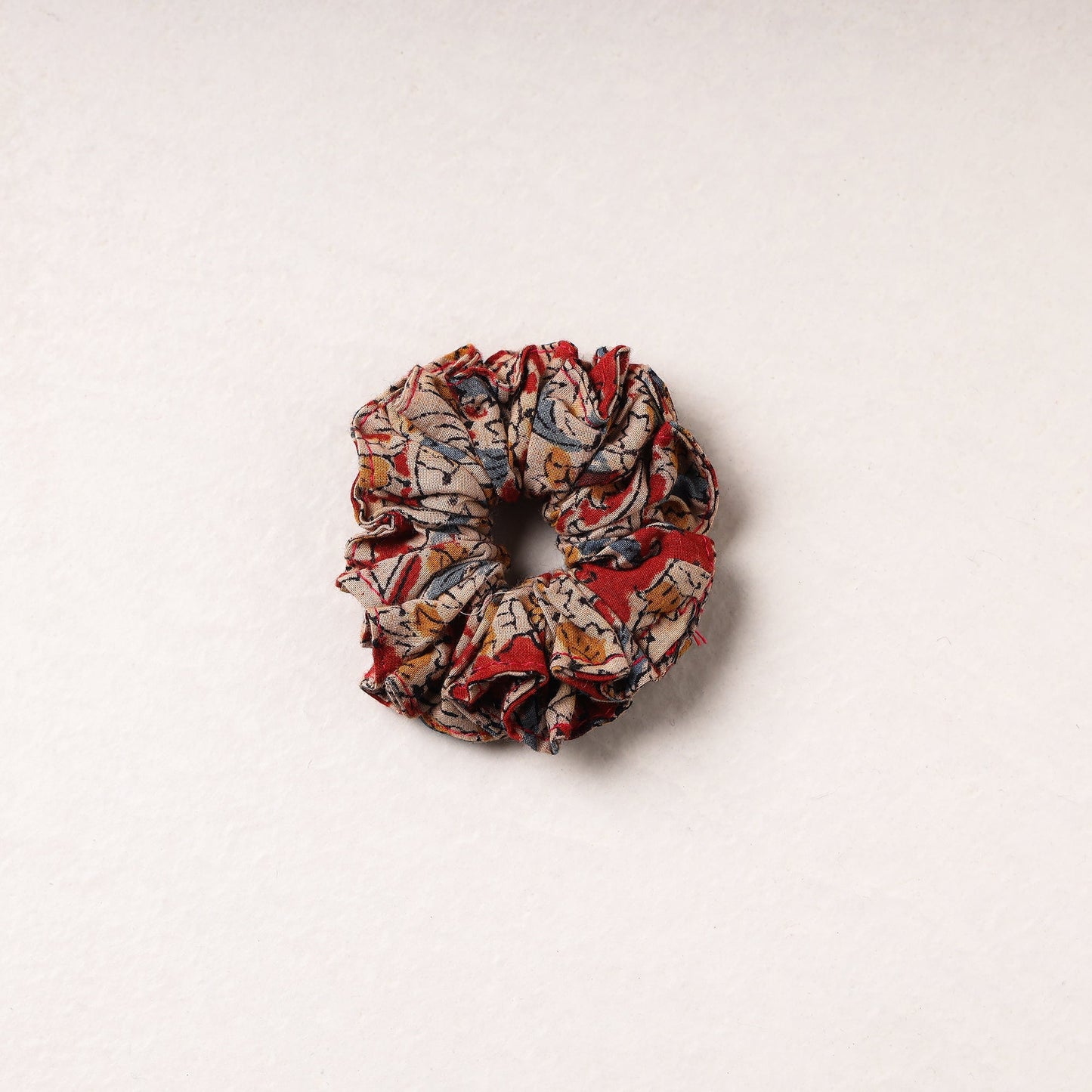 Kalamkari Block Printed Cotton Elastic Rubber Band/Scrunchie