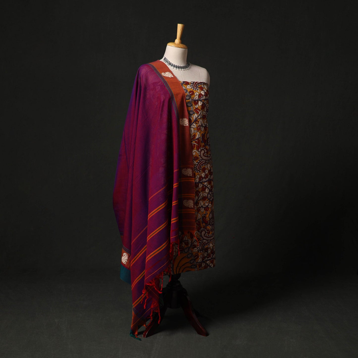 Kalamkari printed cotton 2pc unstitched dress material