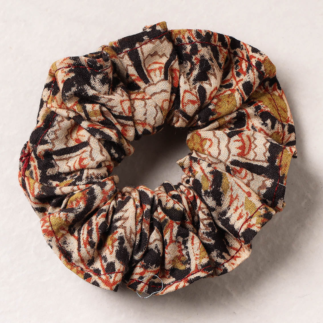 Kalamkari Block Printed Cotton Elastic Rubber Band/Scrunchie