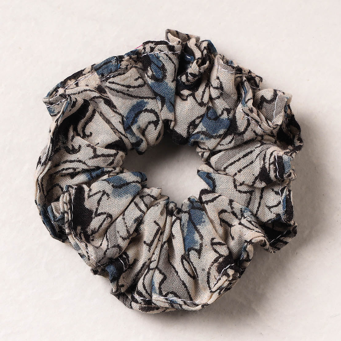 Kalamkari Block Printed Cotton Elastic Rubber Band/Scrunchie