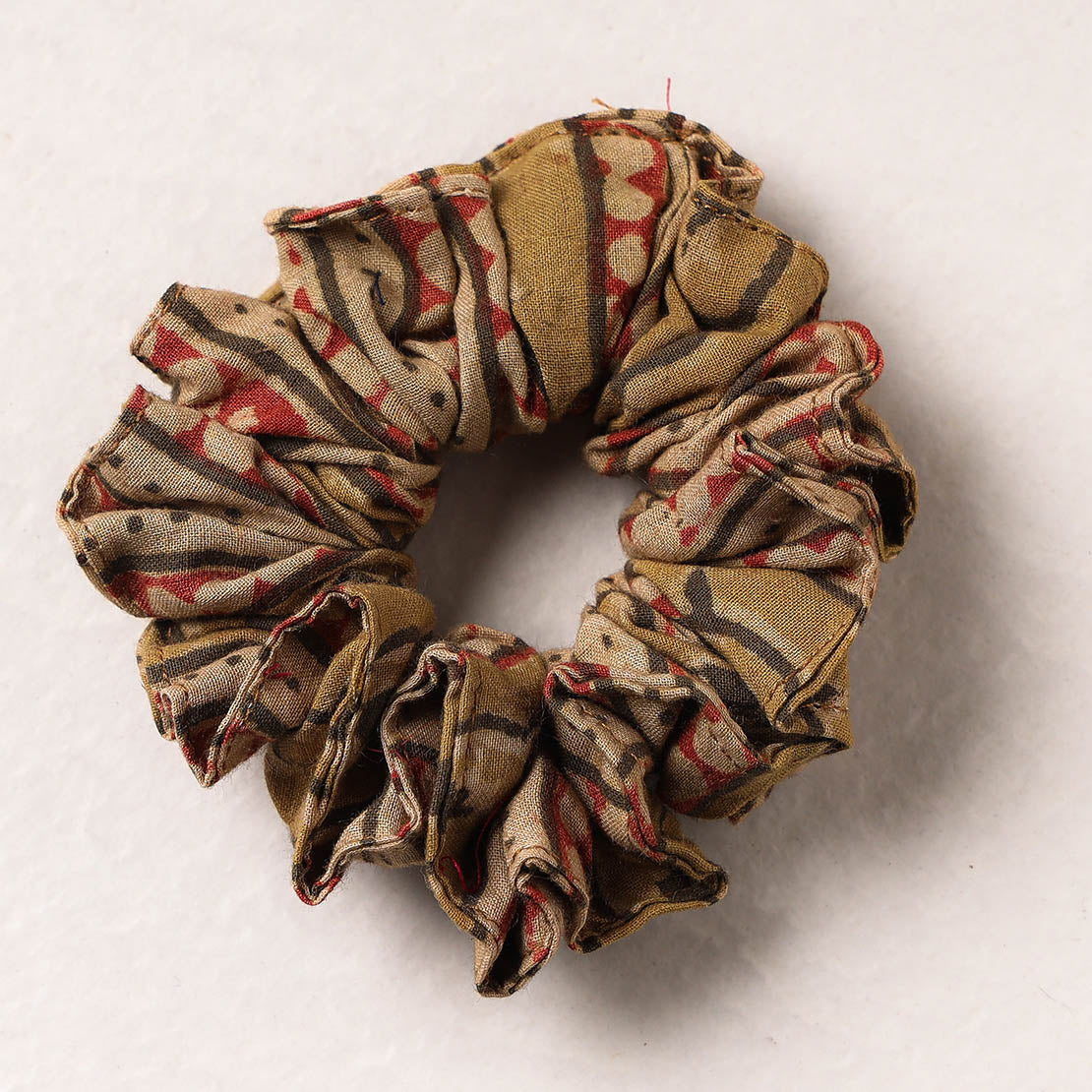 Kalamkari Block Printed Cotton Elastic Rubber Band/Scrunchie