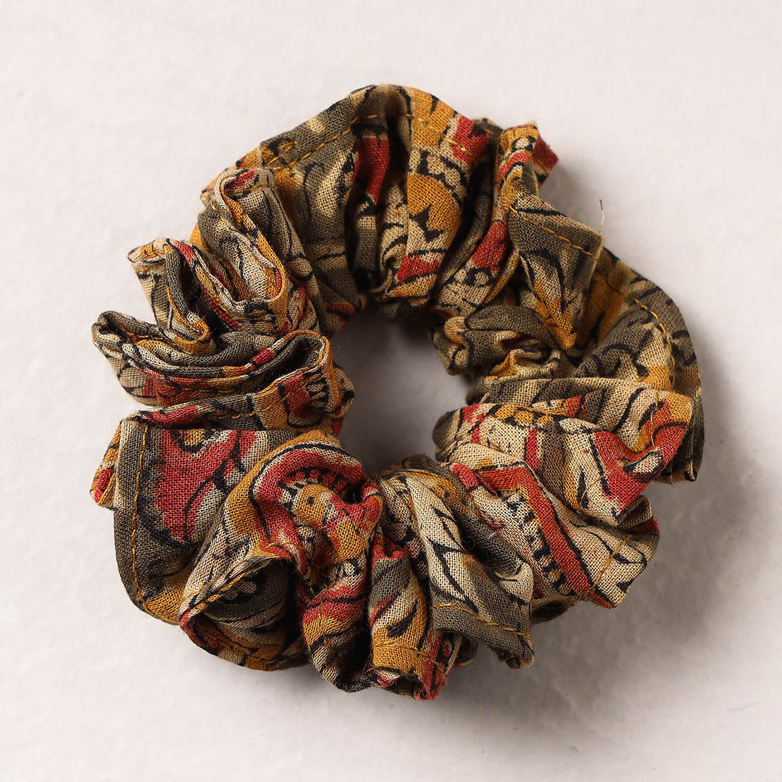 Kalamkari Block Printed Cotton Elastic Rubber Band/Scrunchie